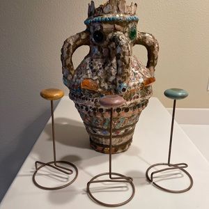 Vintage wire & wood hat stands